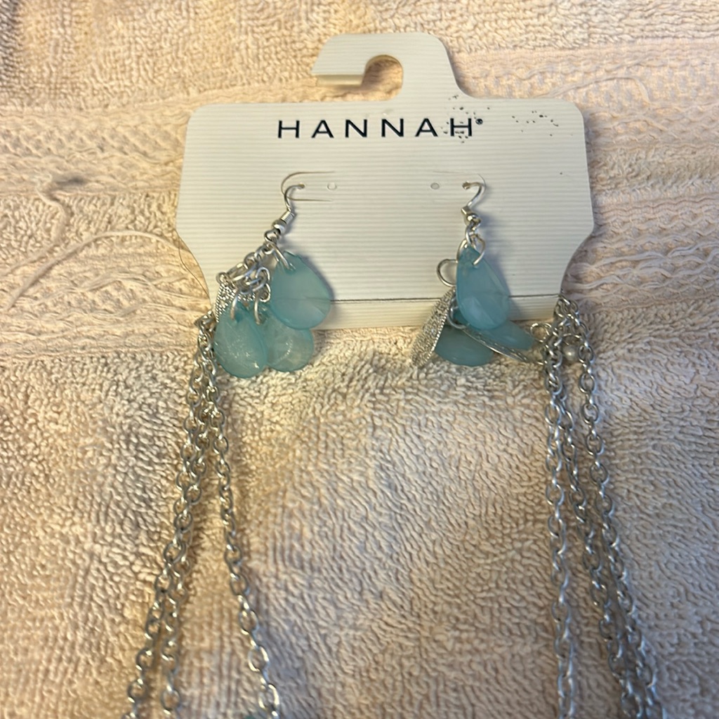 Hannah Necklace/Earring Set Light Blue/Silver $24 Original Price